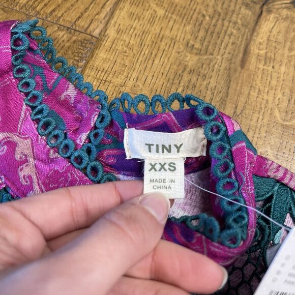 Anthropologie TINY Brenan Flutter Sleeve Top Purple Turquoise Womens XXS NWT - Picture 4 of 8